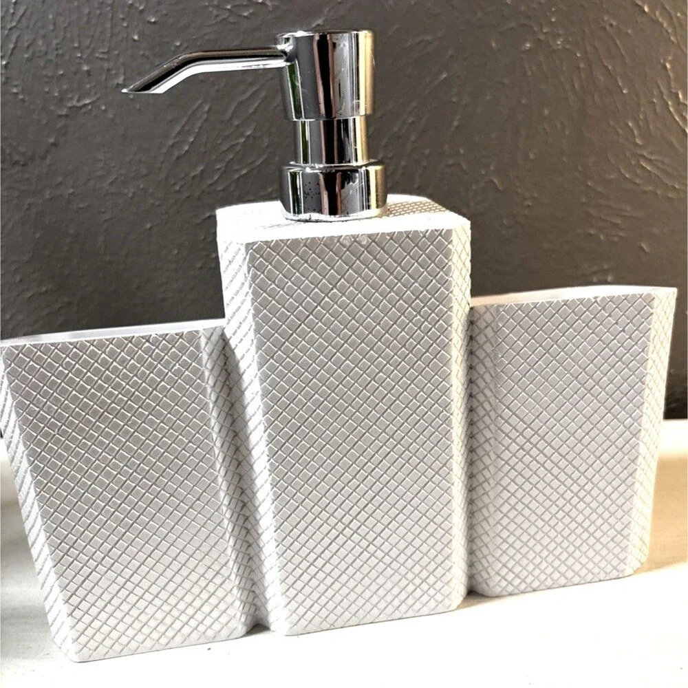 Soho Textured White Soap and Lotion Dispenser Organizer